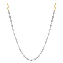 14 Karat Yellow 
White Gold Diamonds By the Yard Paperclip Link Necklace