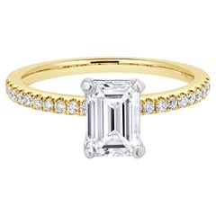 14 Karat Yellow & White Gold Emerald Cut Diamond Engagement Ring