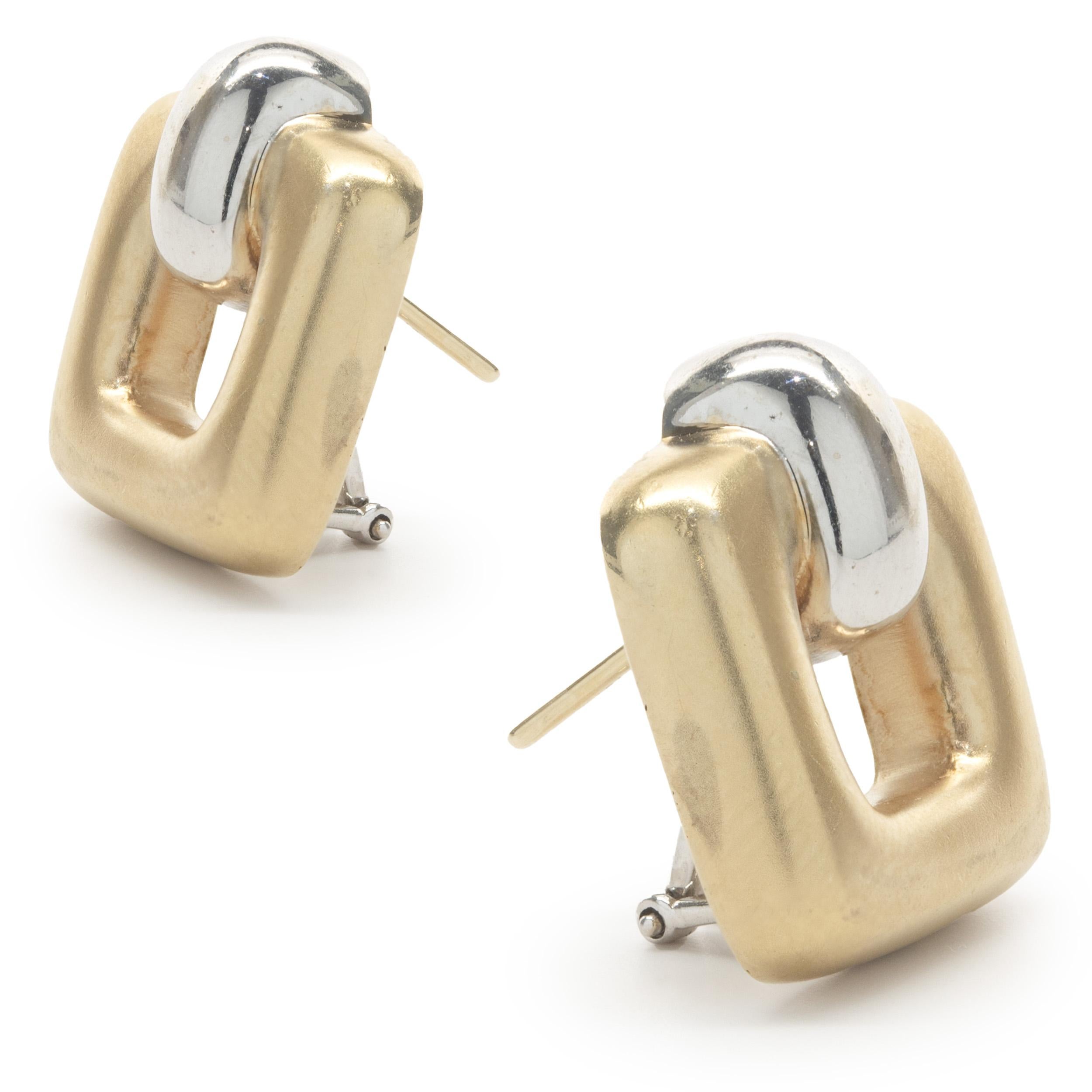 Material: 14K white & yellow  gold
Dimensions: earrings measure 19.4mm in length
Weight: 10.84 grams
