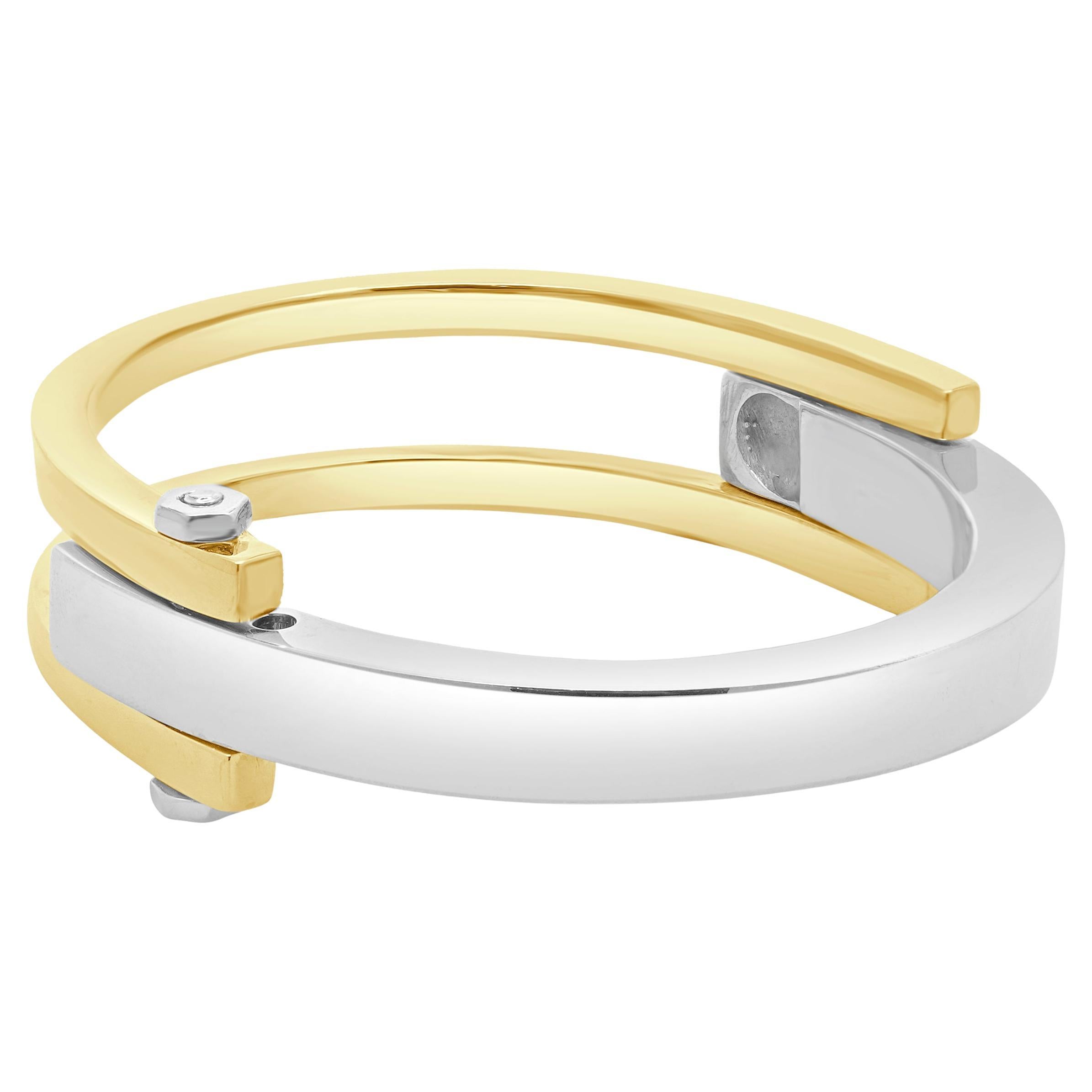 14 Karat Gelb- und Weißgold Scharnier-Armband mit Manschette