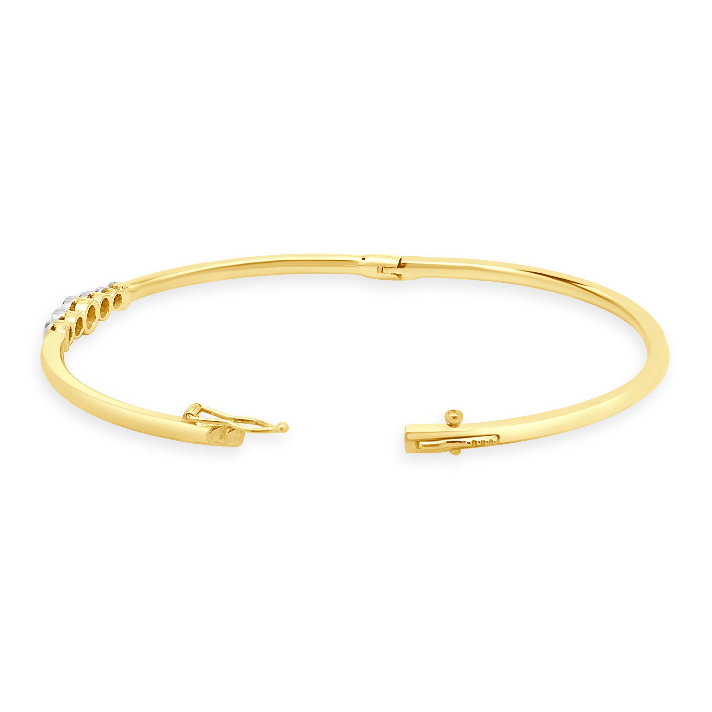 Bracelet jonc d'illusion en or jaune et blanc 14 carats Excellent état - En vente à Scottsdale, AZ