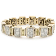 14 Karat Yellow & White Gold Invisible Set Diamond Rectangle Link Bracelet
