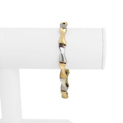 14 Karat Yellow & White Gold Ladies Two Tone Fancy Link Bracelet Italy