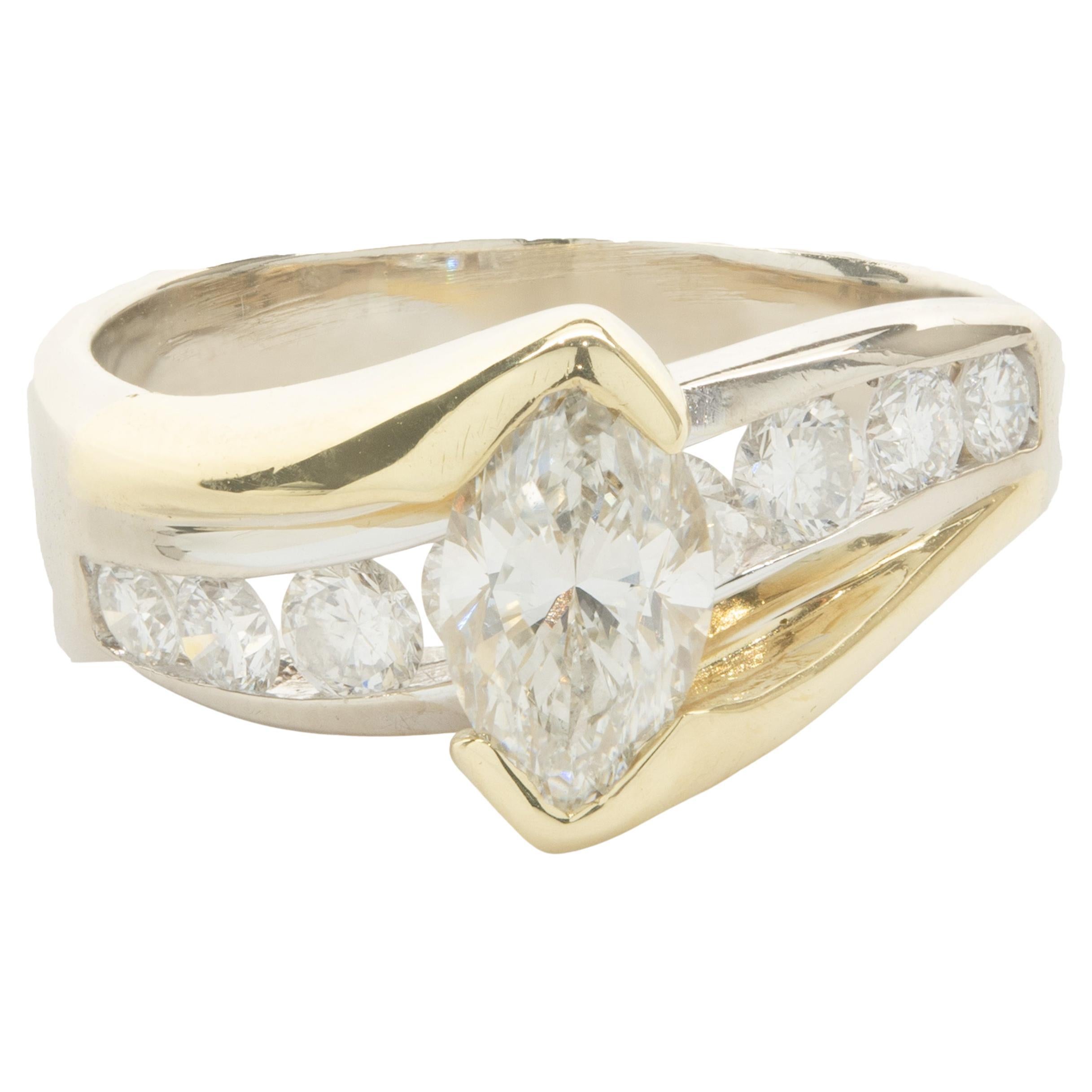 14 Karat Yellow & White Gold Marquise Cut Diamond Engagement Ring