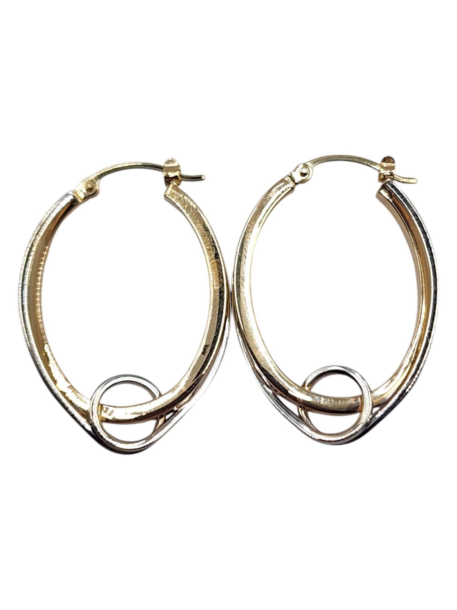14 Karat Yellow & White Gold Oval Hoop Earrings #20488