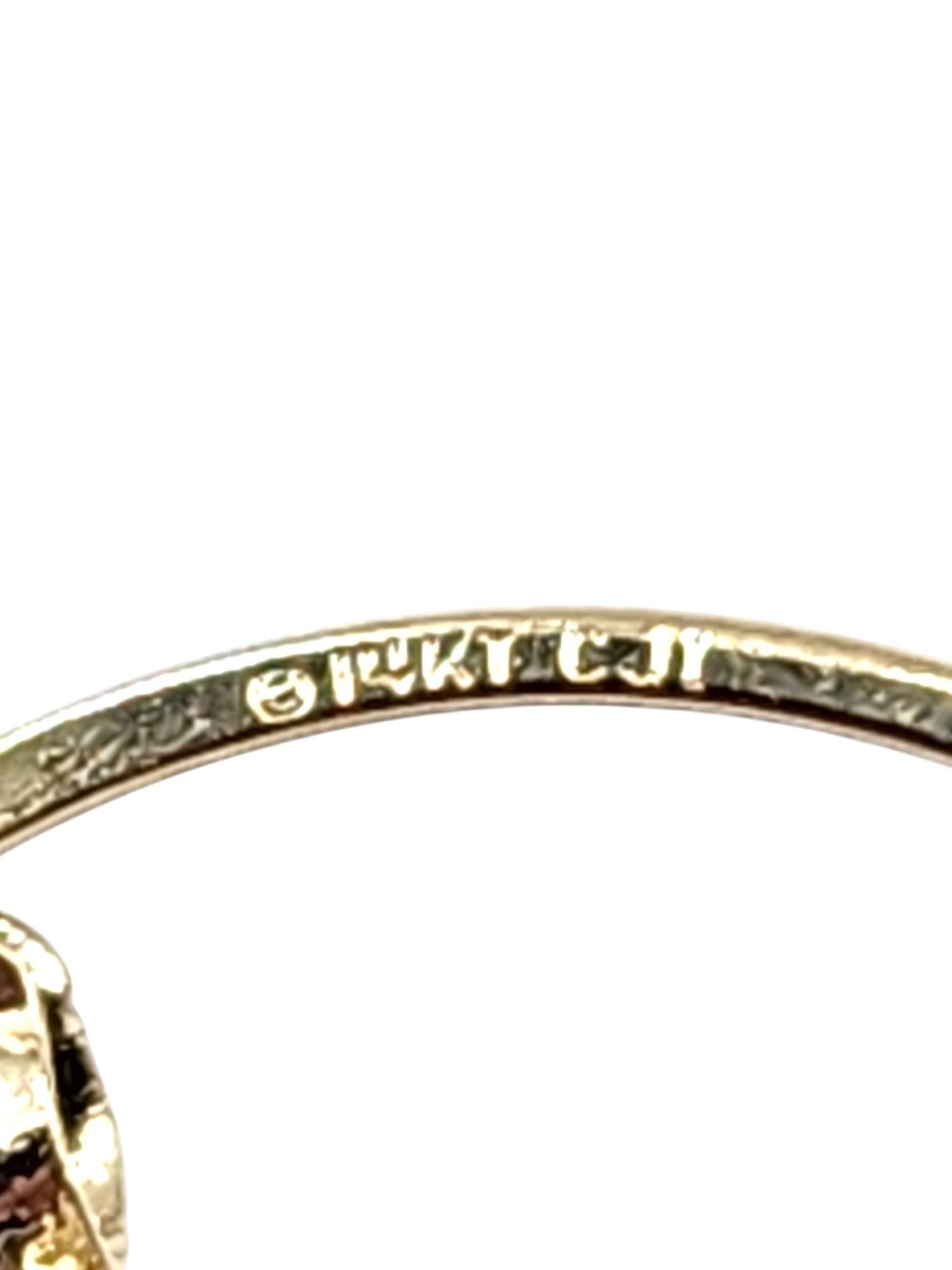 14 Karat Gelb- und Weißgold Oval-Ohrringe #22578 im Angebot 2