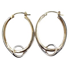14 Karat Gelb- und Weißgold Oval-Ohrringe #22578