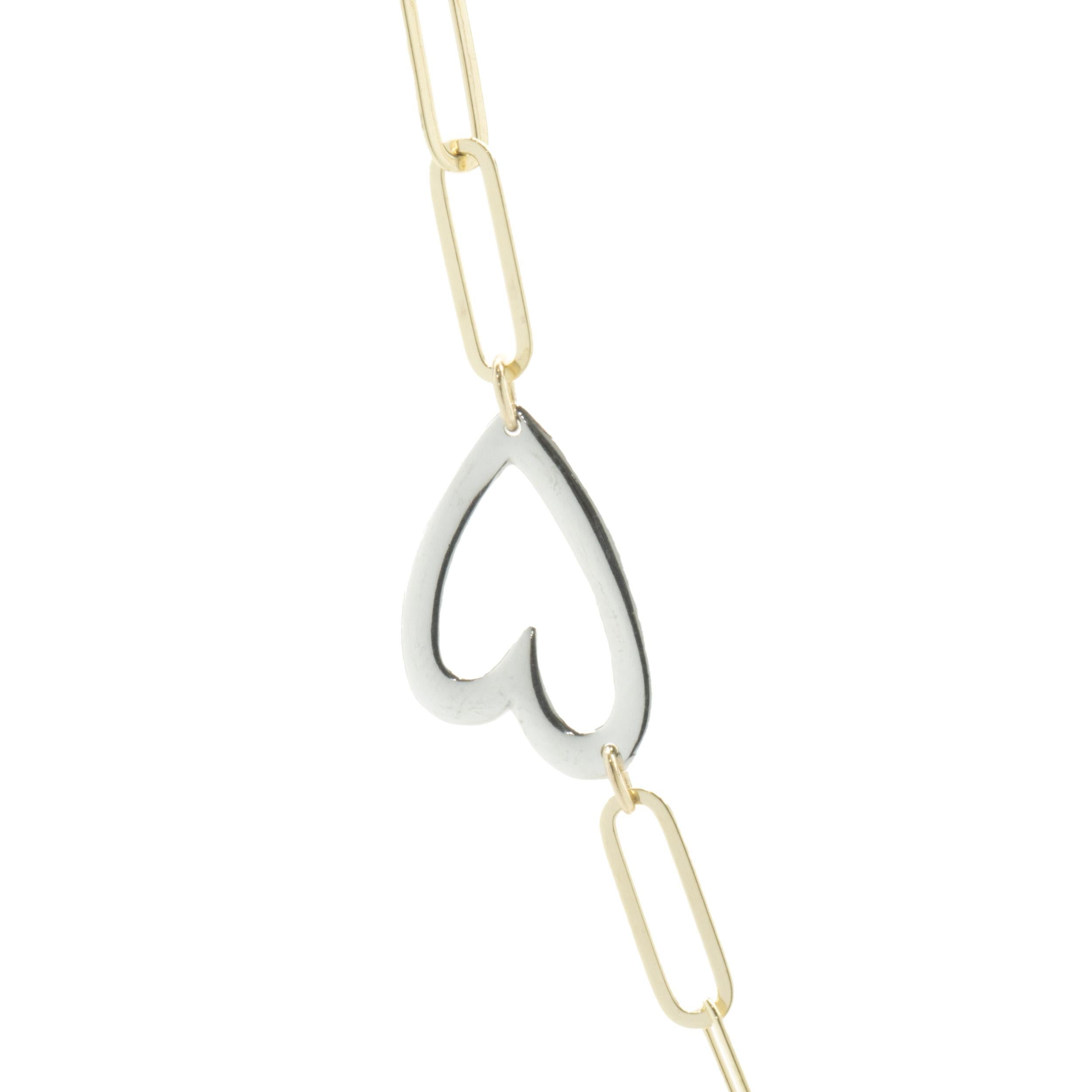 Designer: custom
Material: 14K yellow & white gold 
Dimensions: necklace measures 22-inches in length
Weight: 14.80 grams