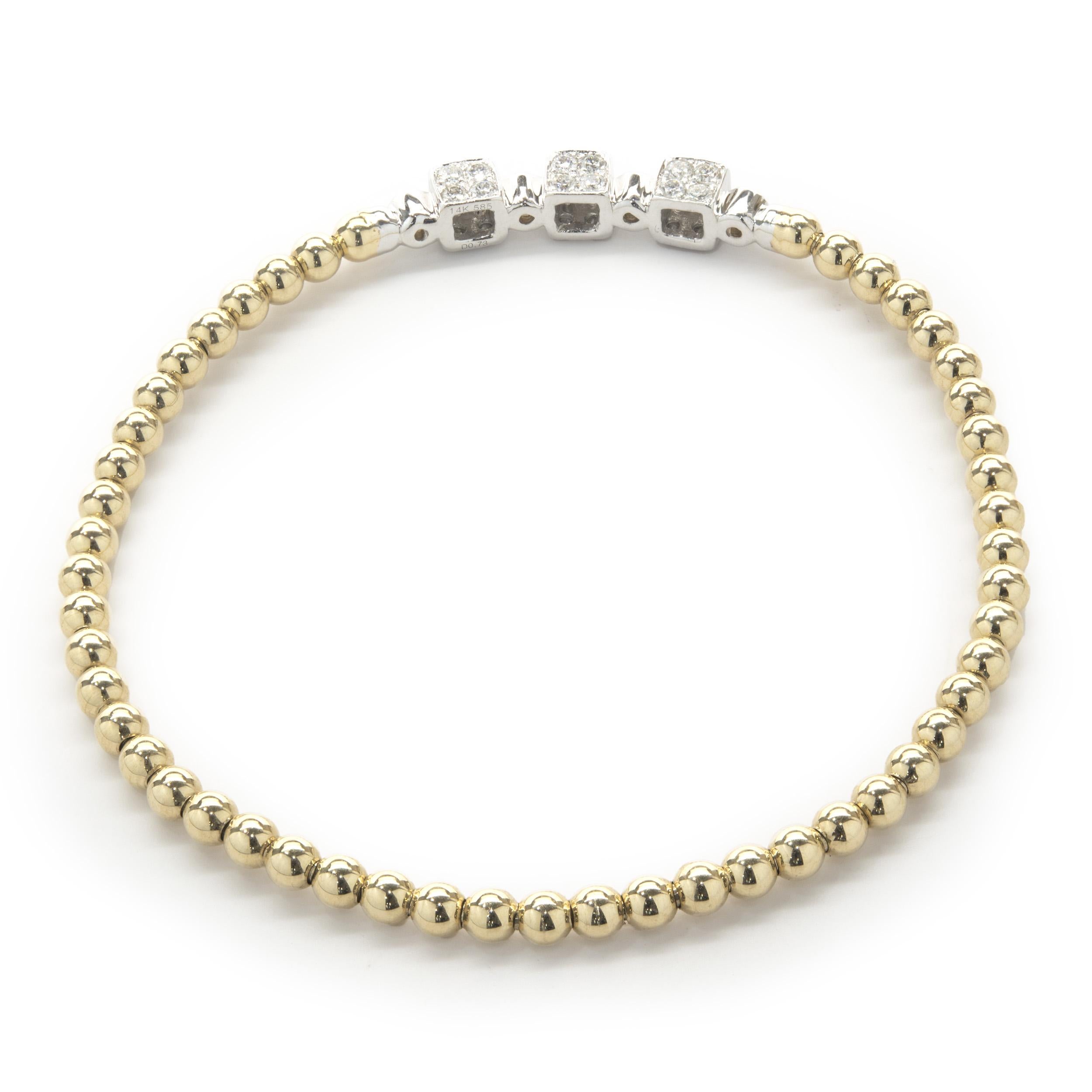 Flex-Armband aus 14 Karat Gelb- und Weißgold mit Pavé-Diamanten in Schachtel (Rundschliff)