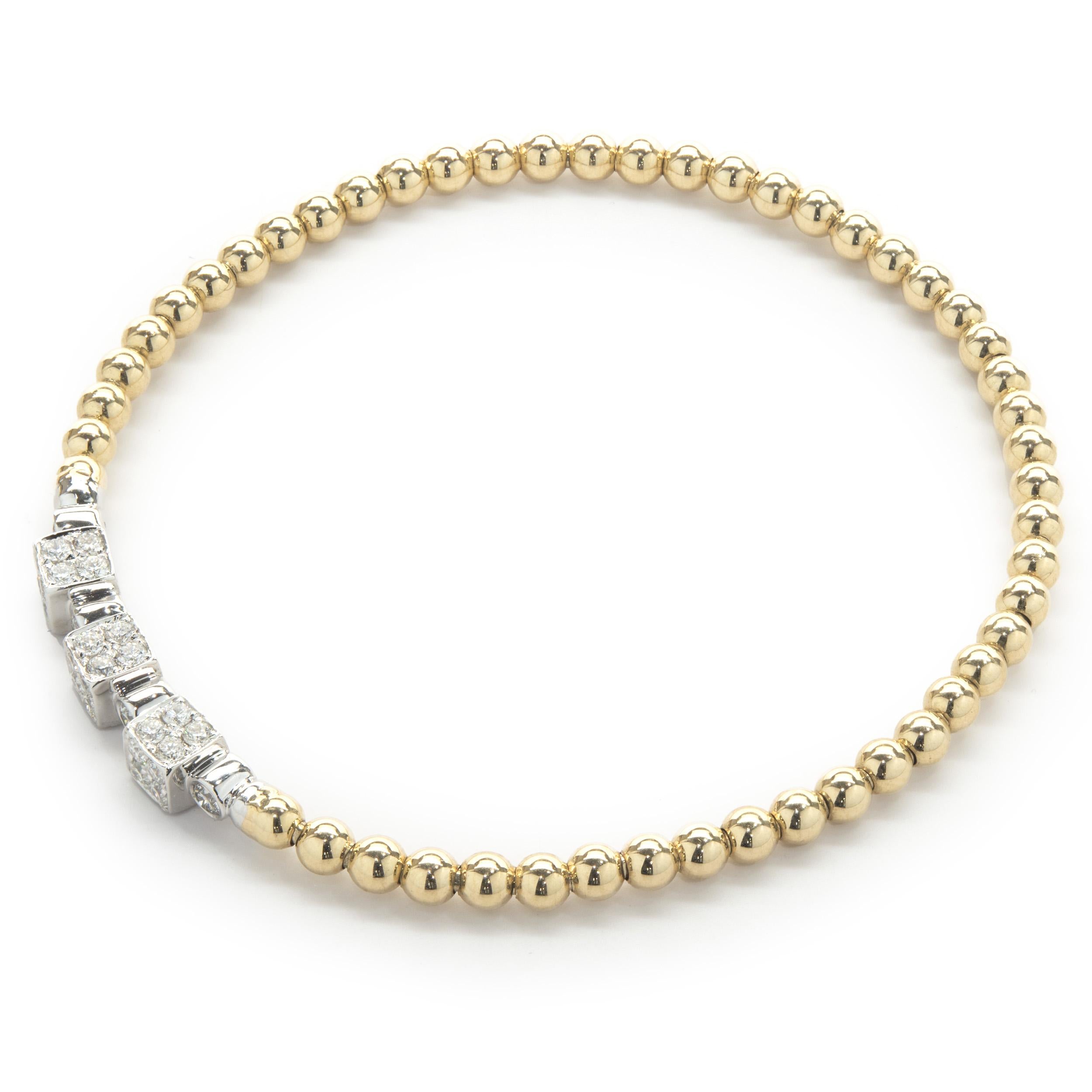 Flex-Armband aus 14 Karat Gelb- und Weißgold mit Pavé-Diamanten in Schachtel im Zustand „Hervorragend“ in Scottsdale, AZ