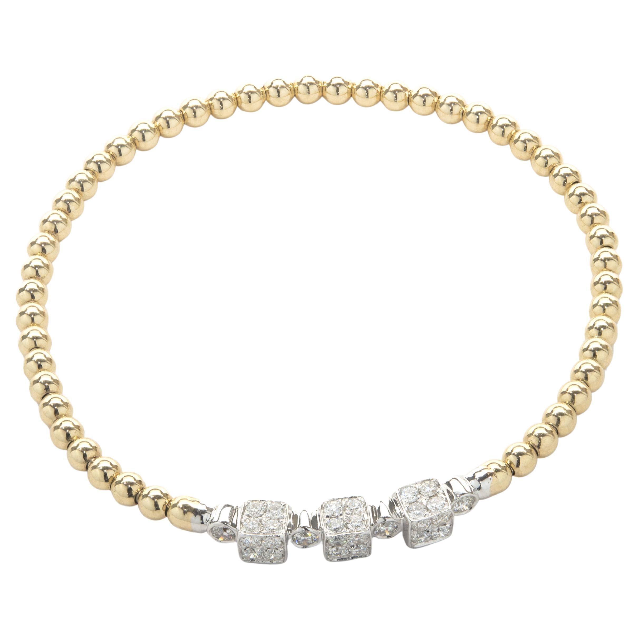 Flex-Armband aus 14 Karat Gelb- und Weißgold mit Pavé-Diamanten in Schachtel