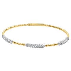 14 Karat Gelb- und Weißgold Pave Diamond Station Armreif