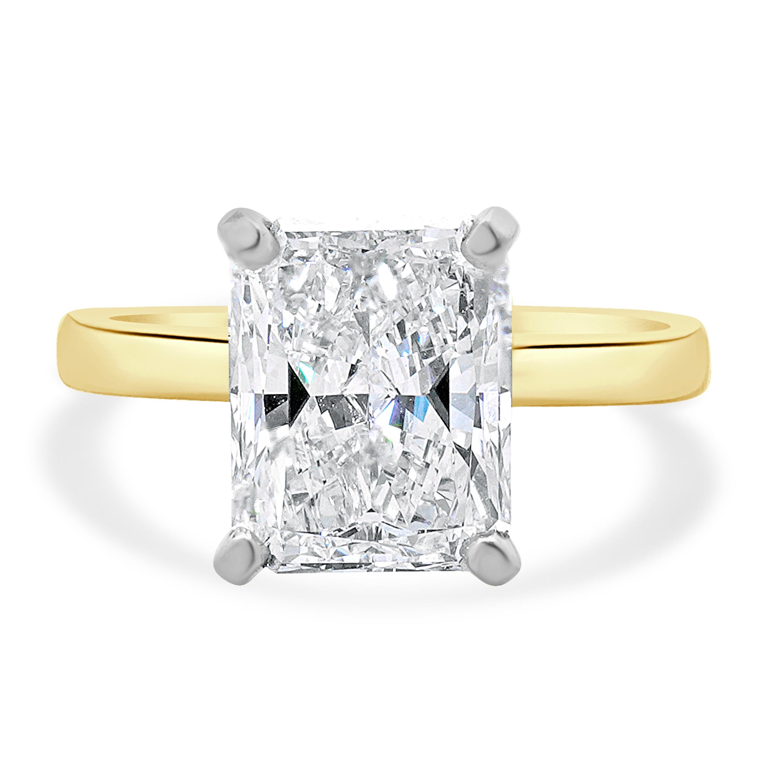 14 Karat Yellow & White Gold Radiant Cut Diamond Engagement Ring