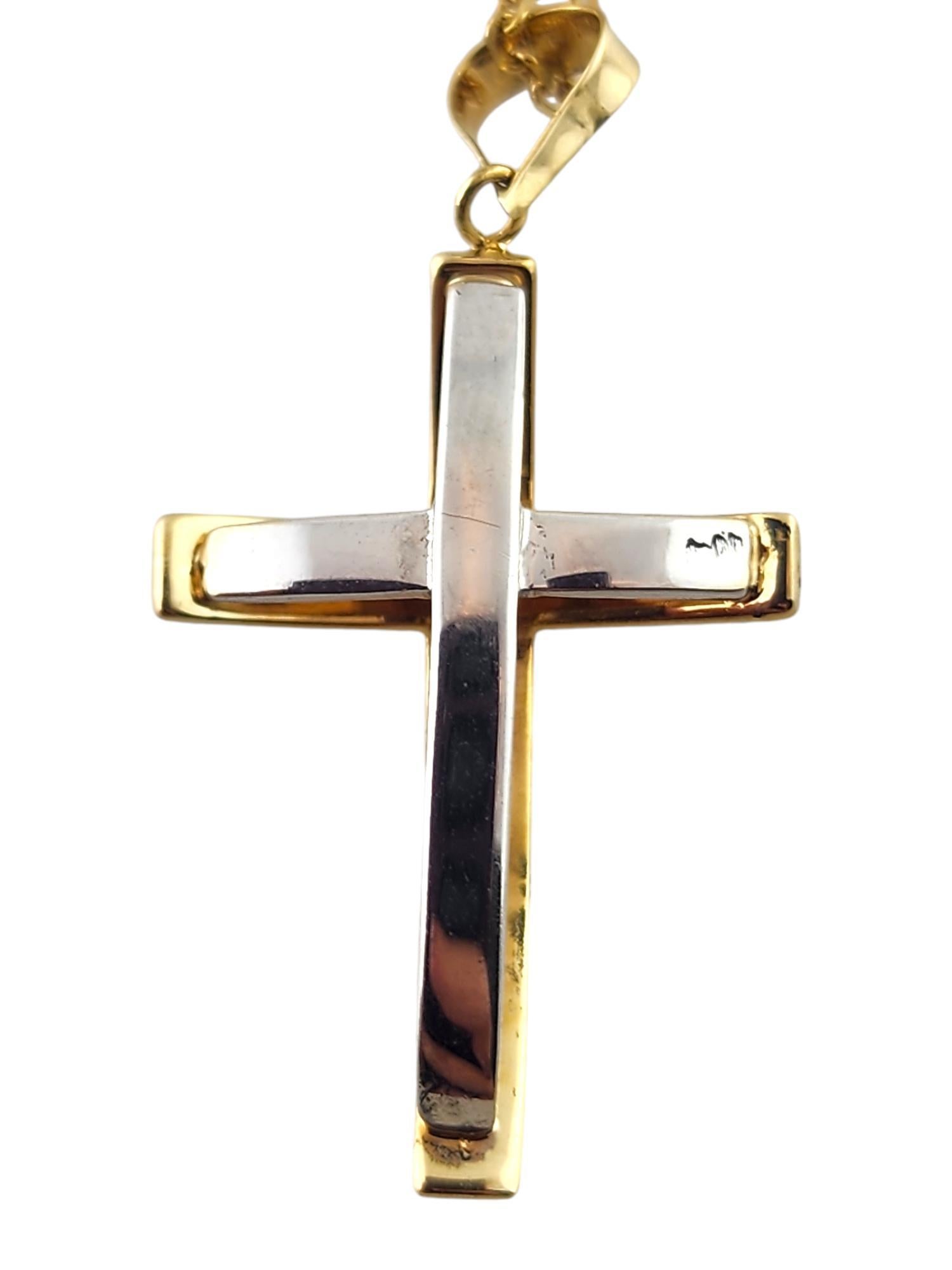 Collier pendentif croix réversible en or jaune et blanc 14 carats n° 18534 Pour femmes en vente