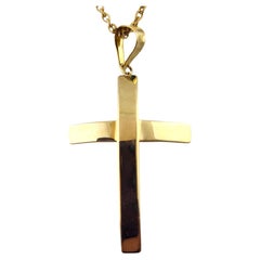 Collier pendentif croix réversible en or jaune et blanc 14 carats n° 18534