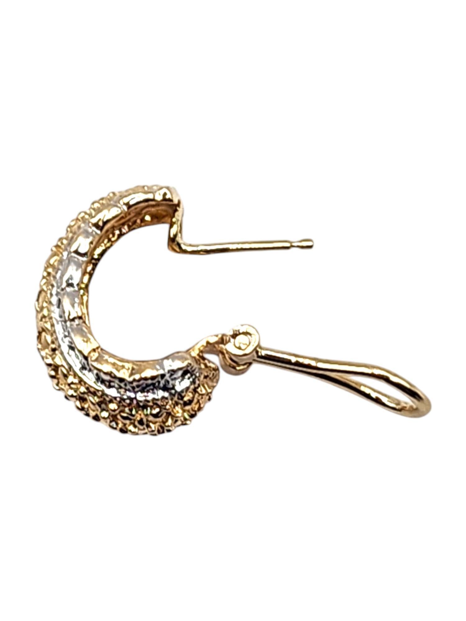 14 Karat Yellow & White Gold Trim Omega Back Earrings #20440 For Sale 1