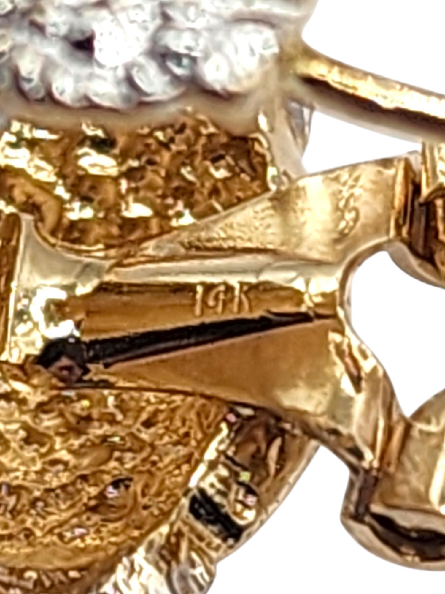 14 Karat Yellow & White Gold Trim Omega Back Earrings #20440 For Sale 2