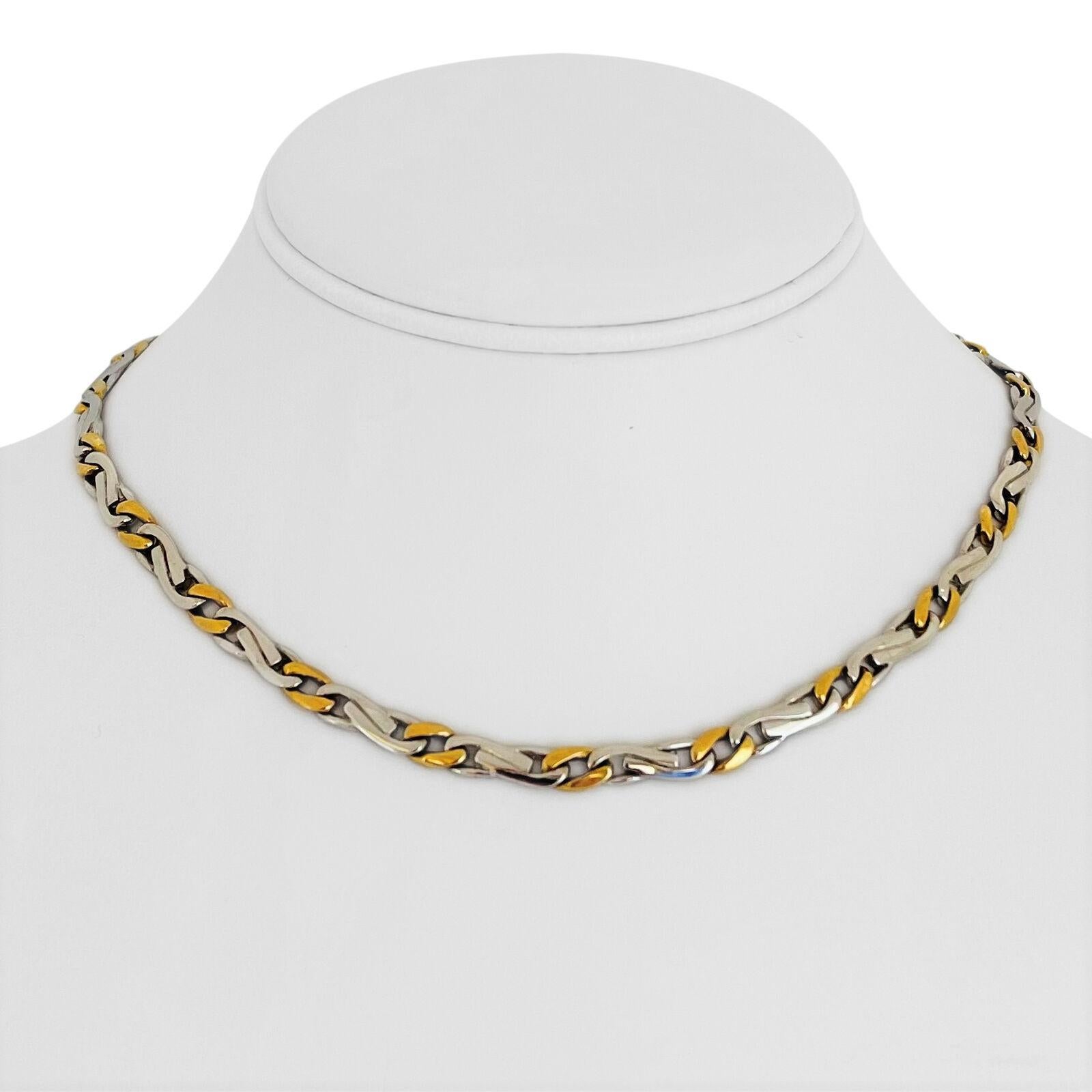 14 Karat Yellow & White Gold Two Tone Fancy Curb Link Chain Necklace 1