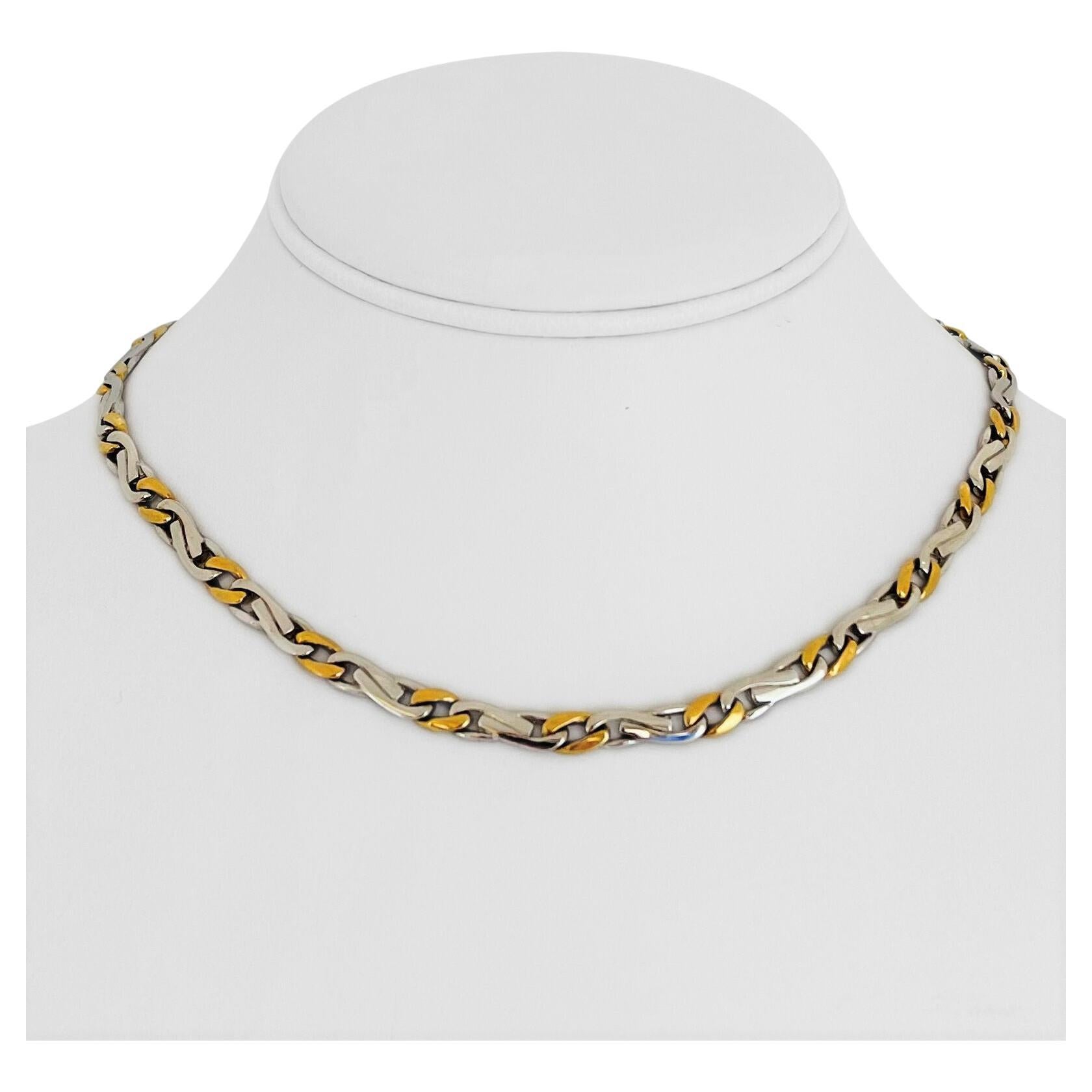 14 Karat Yellow & White Gold Two Tone Fancy Curb Link Chain Necklace