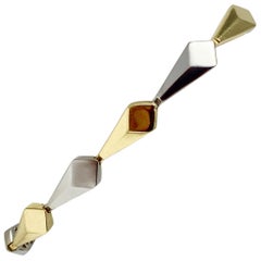 14 Karat Yellow White Gold Two-Tone Geometric Fancy Link Bracelet
