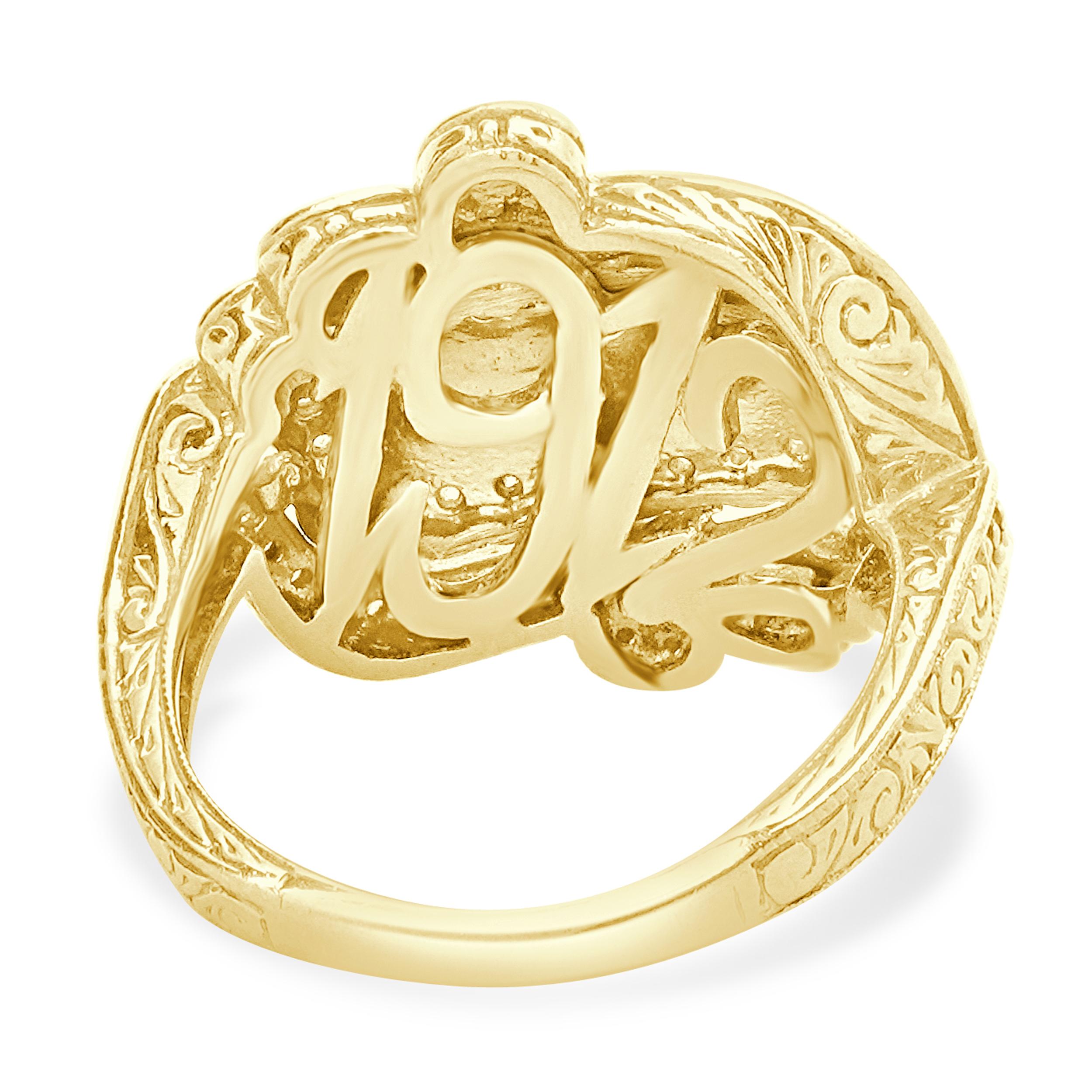 Taille ronde Bague cocktail vintage en or jaune et blanc 14 carats en vente