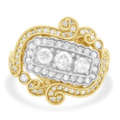 14 Karat Yellow & White Gold Vintage Diamond Cocktail Ring