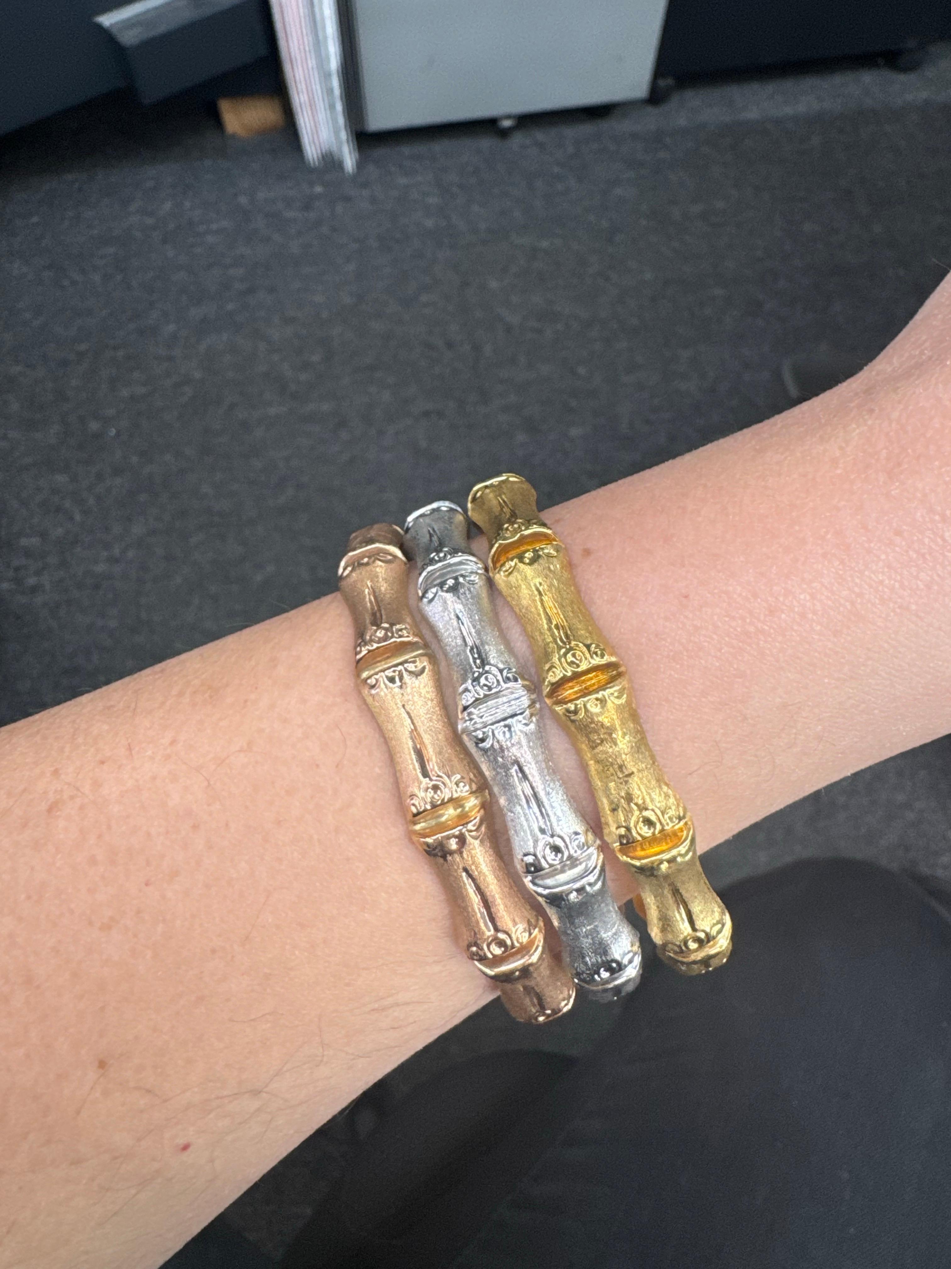 Bracelets jonc bambou en or jaune, blanc et rose 14 carats, 36,82 grammes au total en vente 1