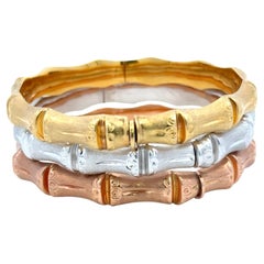 Bracelets jonc bambou en or jaune, blanc et rose 14 carats, 36,82 grammes au total