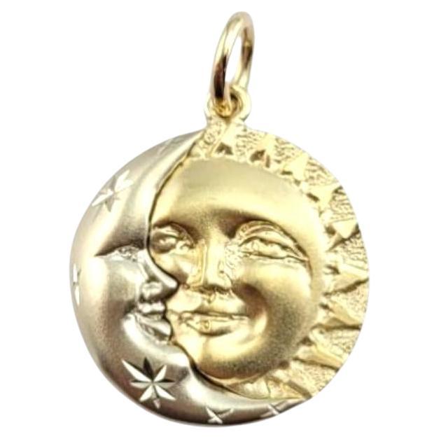 14 Karat Yellow White Two Tone Gold Sun and Moon Charm #22241 For Sale