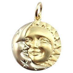 14 Karat Yellow White Two Tone Gold Sun and Moon Charm #22241