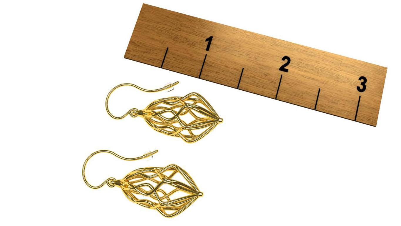 Contemporary 14 Karat Yellow gold Wire Dangle Earrings For Sale