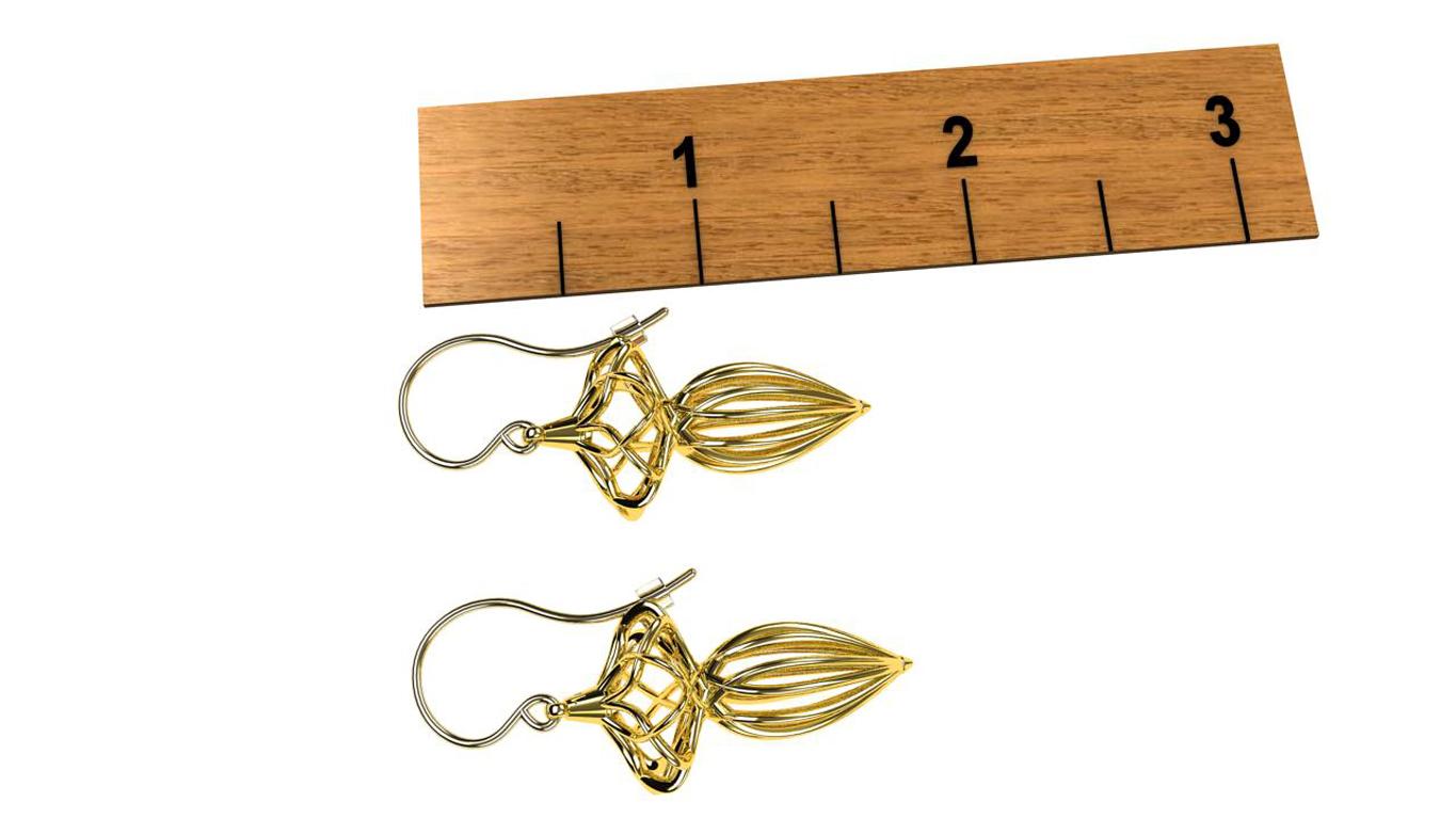 Women's 14 Karat Yellow Gold Wire Dangle Earrings For Sale