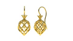 14 Karat Yellow Gold Pomegranate Wire Earrings