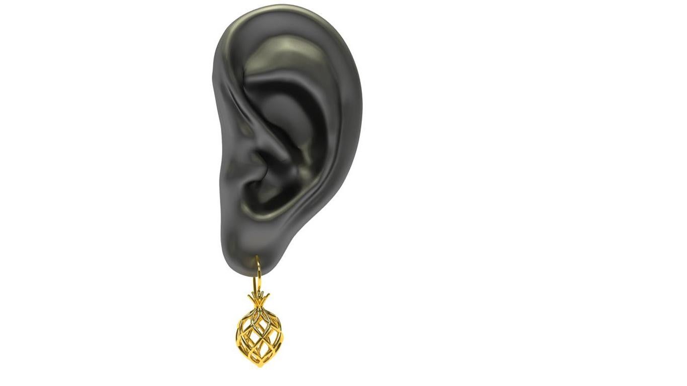 Contemporain Boucles d'oreilles en or jaune 14 carats avec fil de grenadine en vente