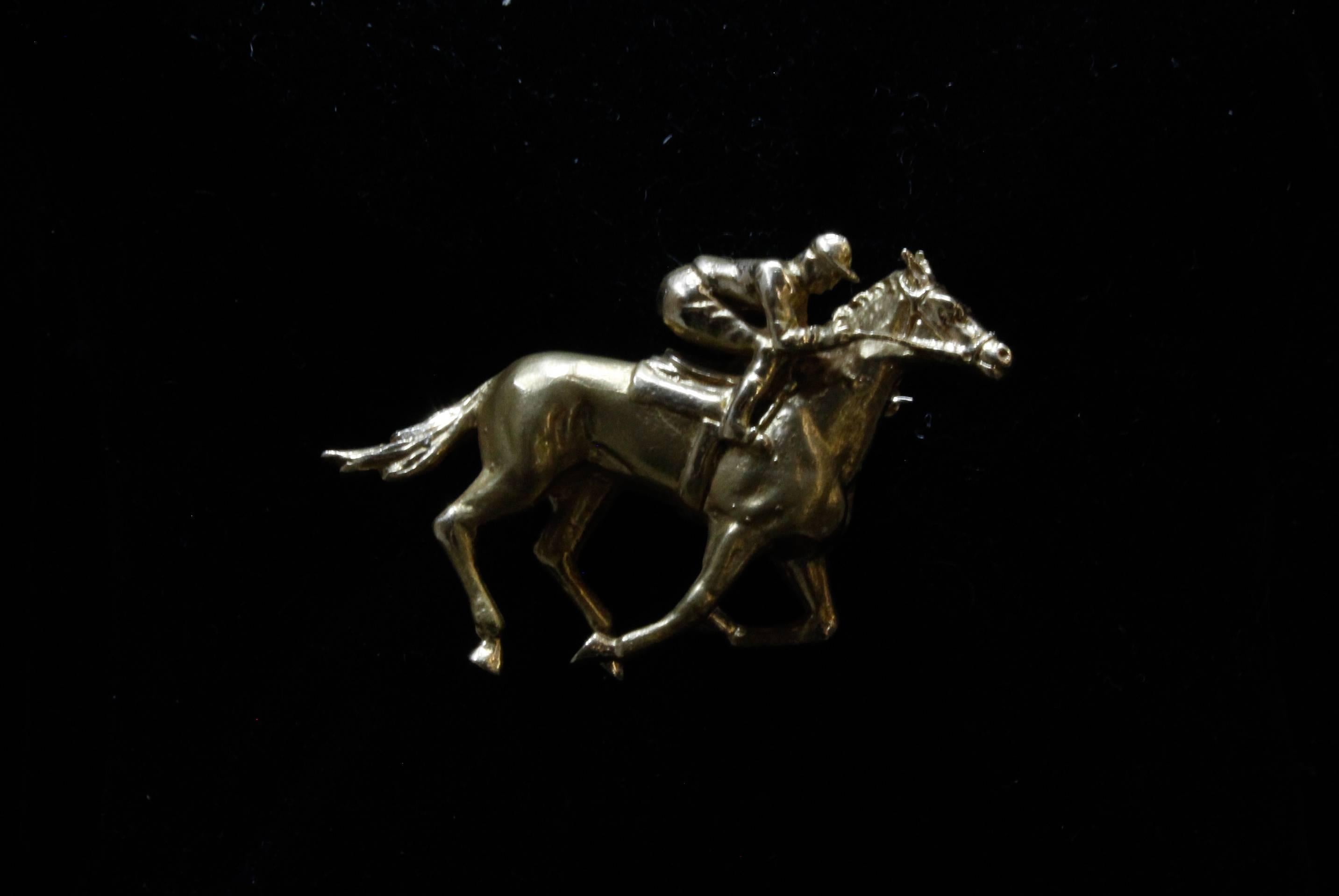 14 Karat Yellow Gold Horse and Jockey Brooch/Pin 1