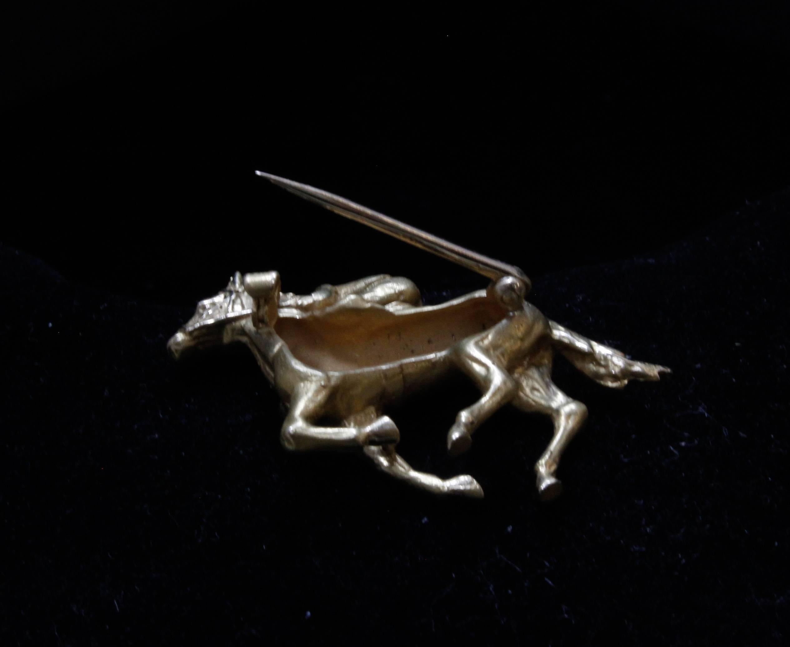 14 Karat Yellow Gold Horse and Jockey Brooch/Pin 2