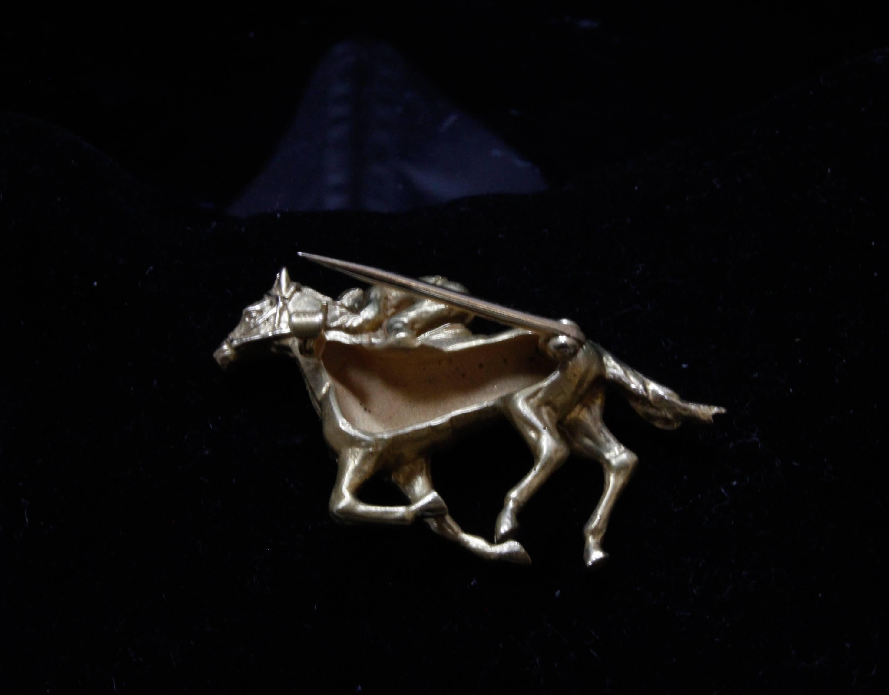 14 Karat Yellow Gold Horse and Jockey Brooch/Pin 3