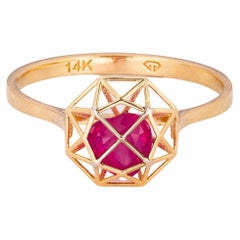 14 Karat Gold Ring with Heart Ruby, July Birthstone Ruby Ring, Love Ring