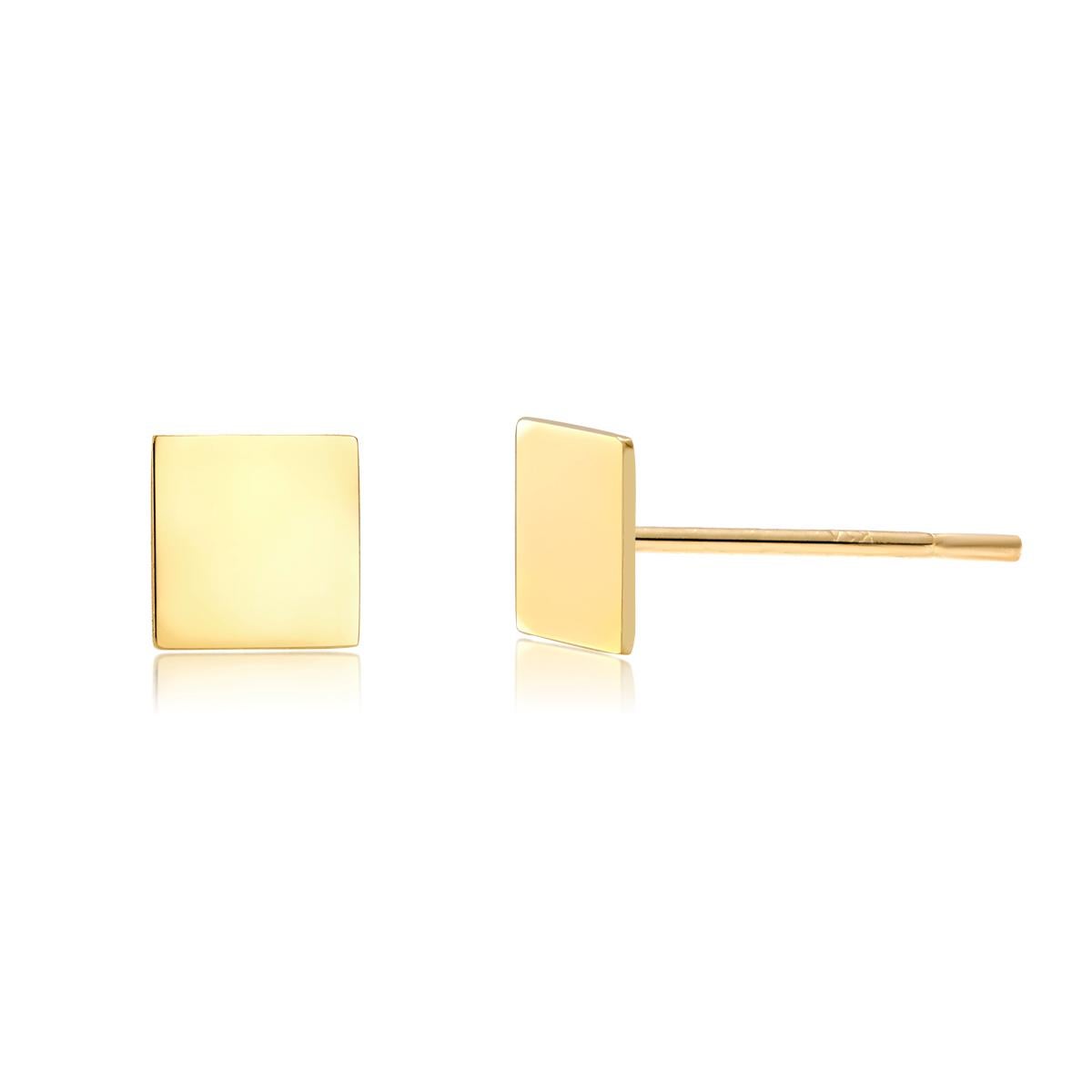 Contemporary 14 Karat Yellow Gold Square Shape Post Earrings