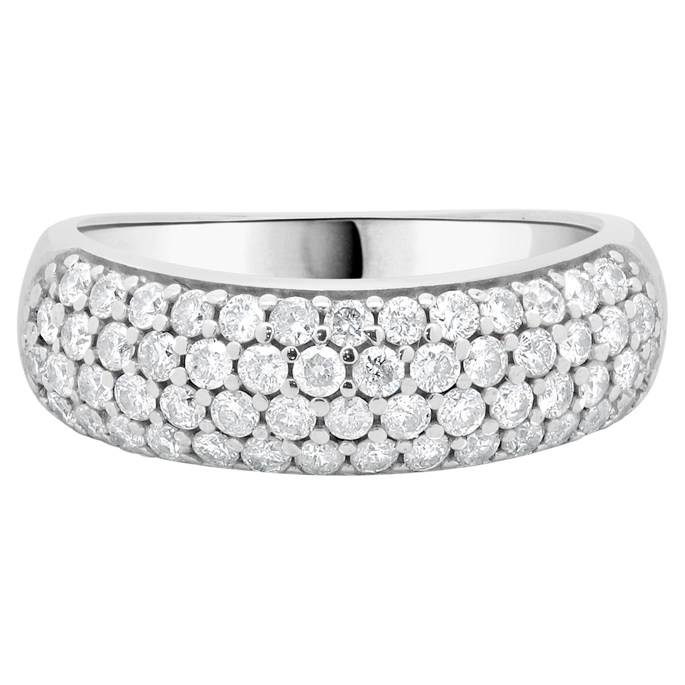 14 Kart White Gold Diamond Cluster Band For Sale