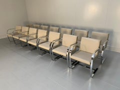 14 Poltrone Knoll Studio "Brno Flat Bar" - in cromo e pelle avorio