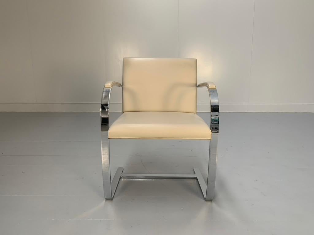 14 Knoll Studio „Brno Flat Bar“ Sessel - in Chrom und elfenbeinfarbenem Leder im Angebot 2