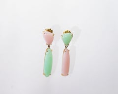 14 kt Chrysopal and Rose Opal Earrings
