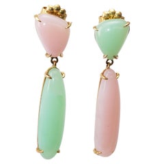 Boucles d'oreilles en chrysopal et opale rose 14 carats