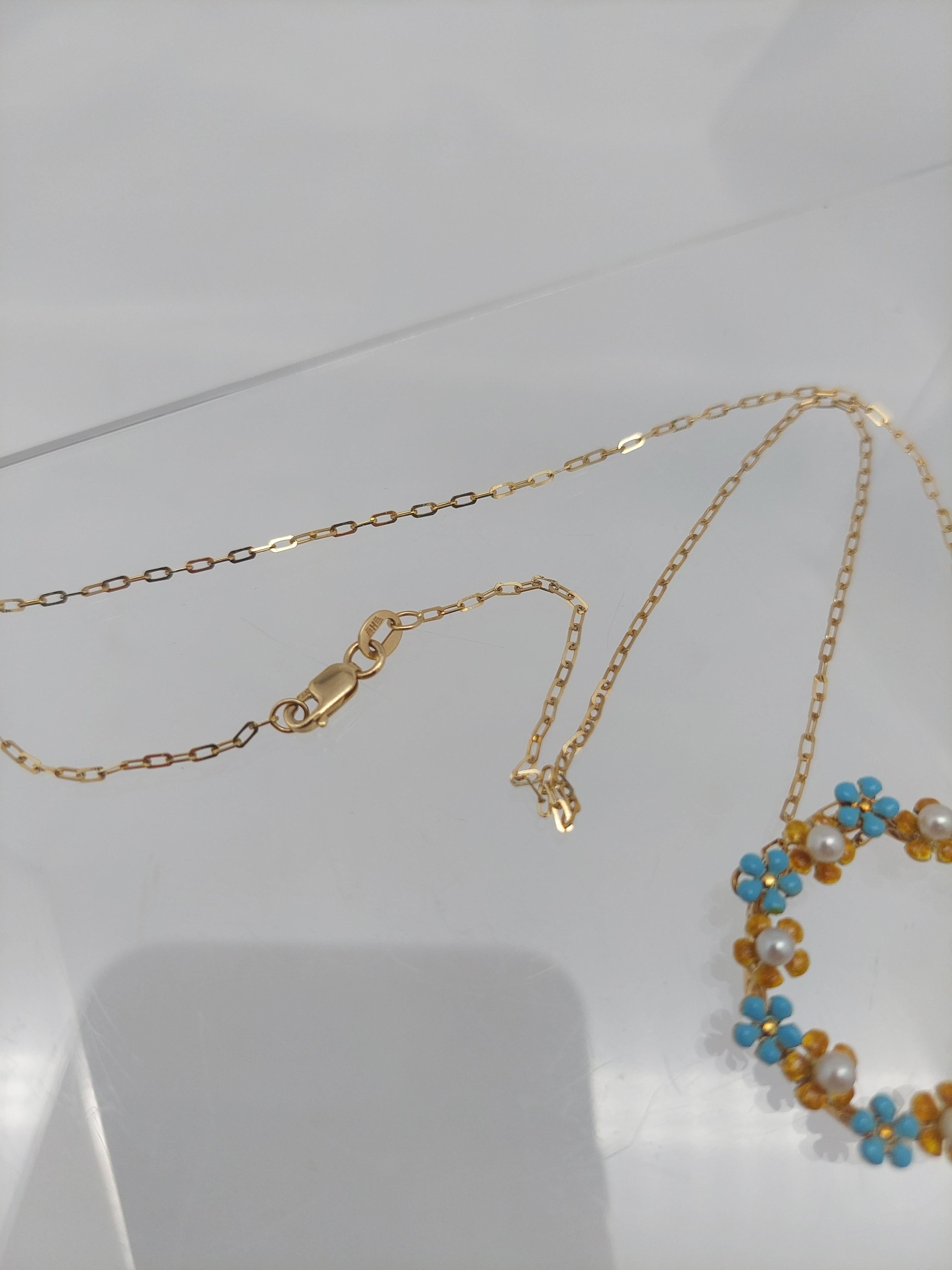 Taille ronde Collier Forget-Me-Not 14 KT en vente
