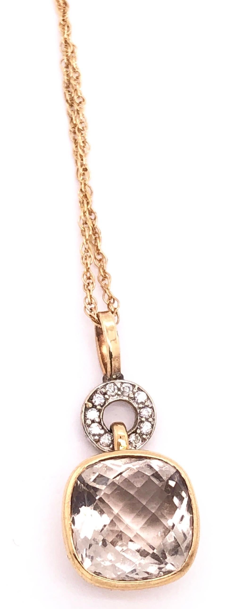 Modern 14 Karat Gold Necklace with Round Sapphire and Diamond Pendant For Sale