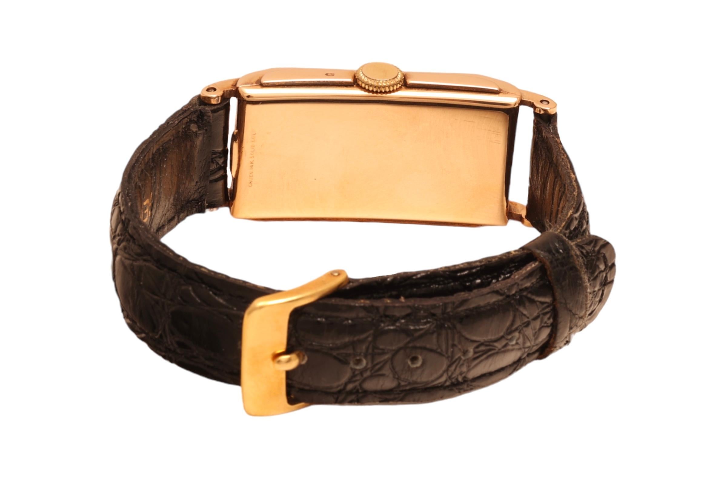 Montre-bracelet en or 14 carats Alpina Gruen / Rolex Prince Doctors Jump Hour en vente 1