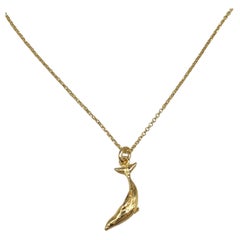 14 Karat Gold and Brillants Necklace with Whale Pendant