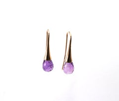 14 kt Gold Briolette Cut Amethyst Earrings