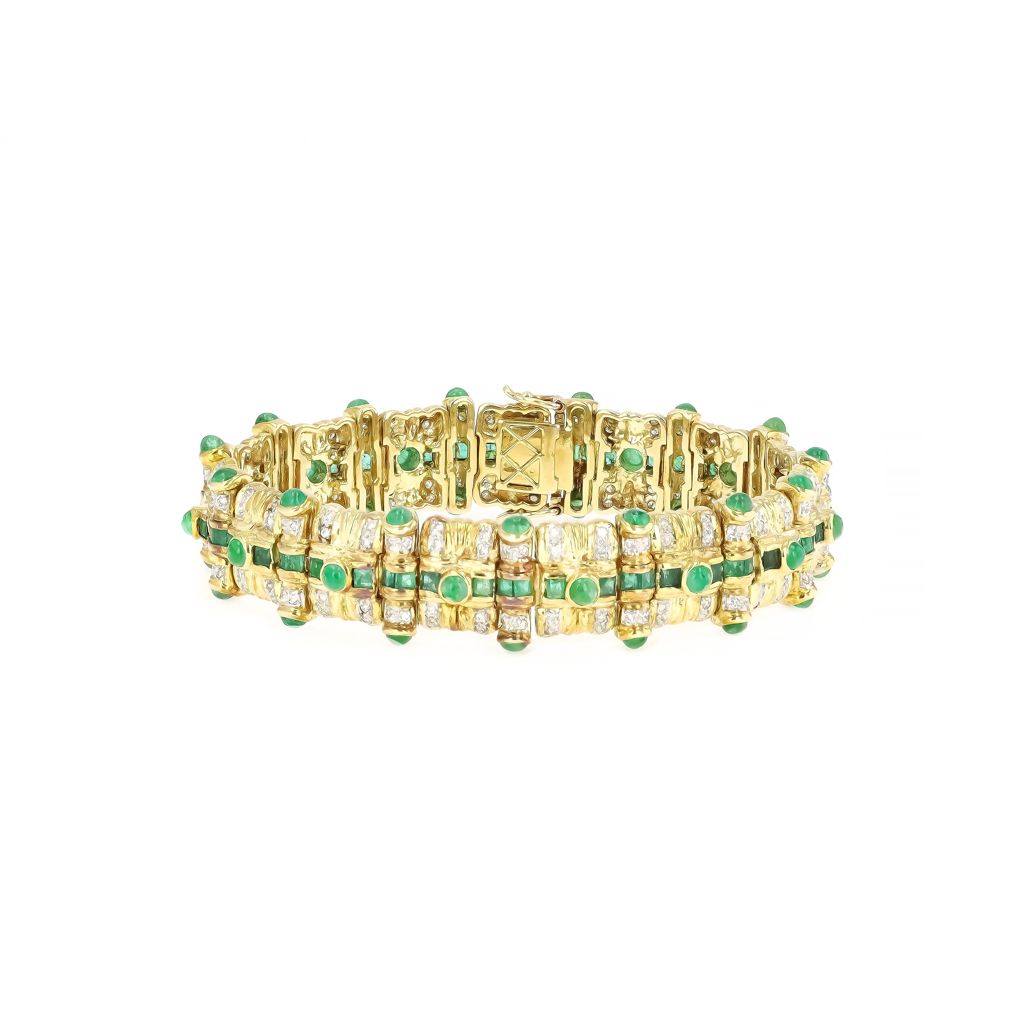 Women's 14 KT Gold Emerald and Diamond Bracelet